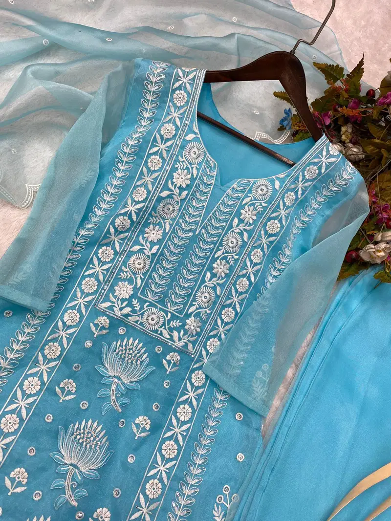 LG 1737 Organza Embroidery Work Readymade Suits Manufacturers